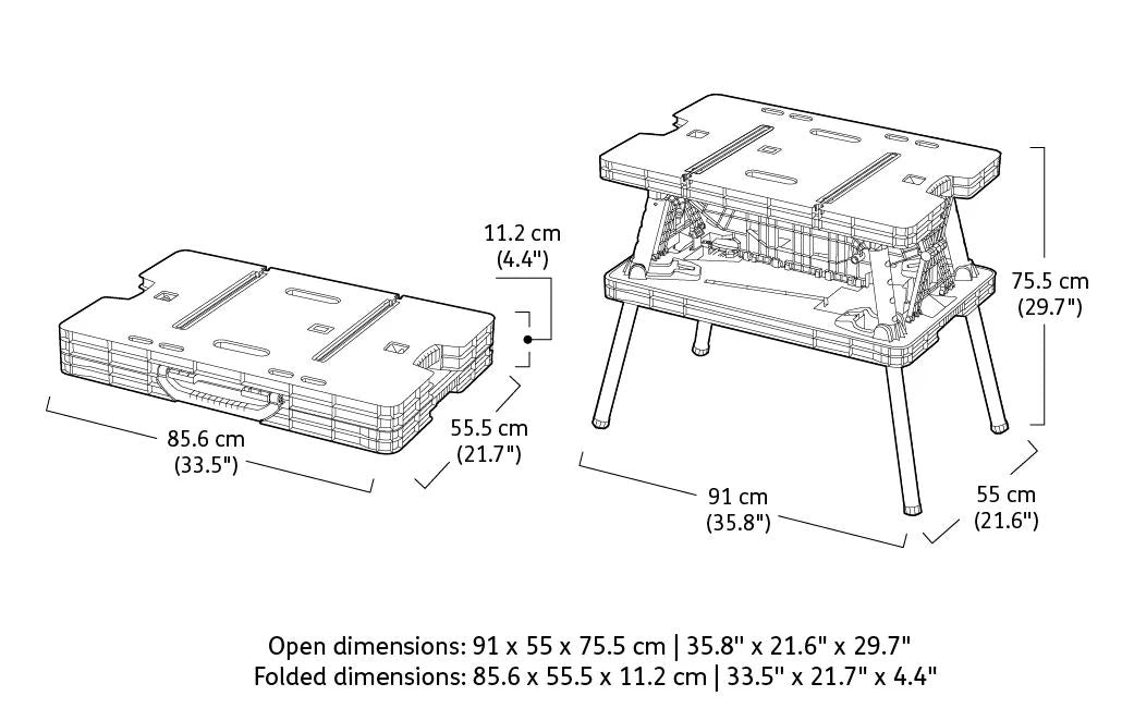 Folding Work Table - Black