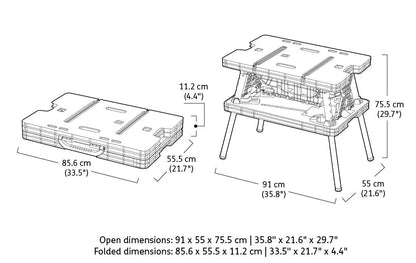 Folding Work Table - Black