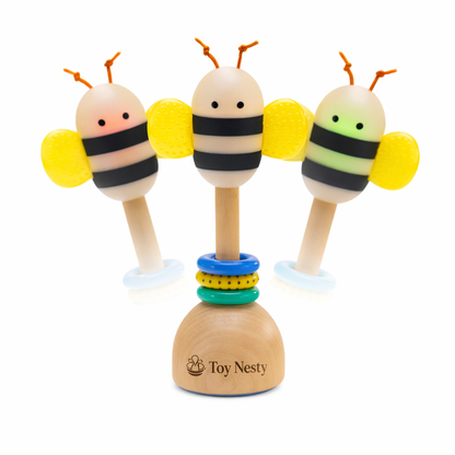 Toy Nesty® Wooden Bee Baby Rattle Toy